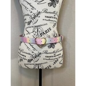 Girls Pastel Rainbow Heart Buckle Glittery Belt Glitter Kids Colorful Fun